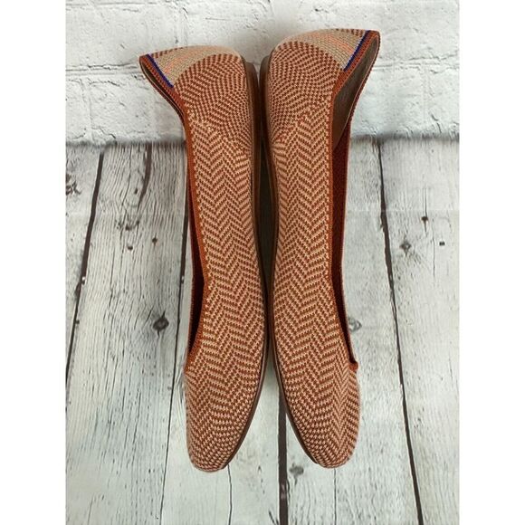 NEW! ROTHY'S beige orange chevron herringbone flat ballerina shoes 10 - Picture 3 of 9